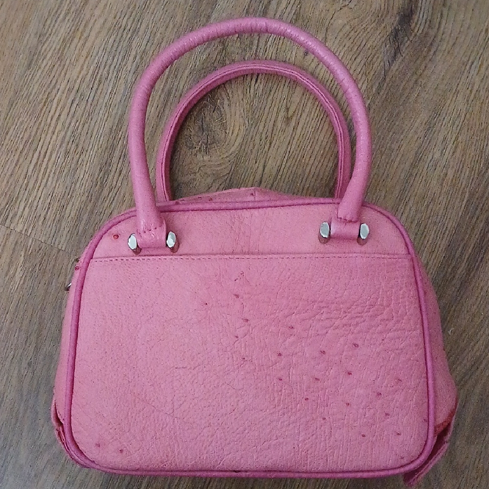 Pink Faux Ostrich Leather Handbag NWOT - Picture 3 of 5